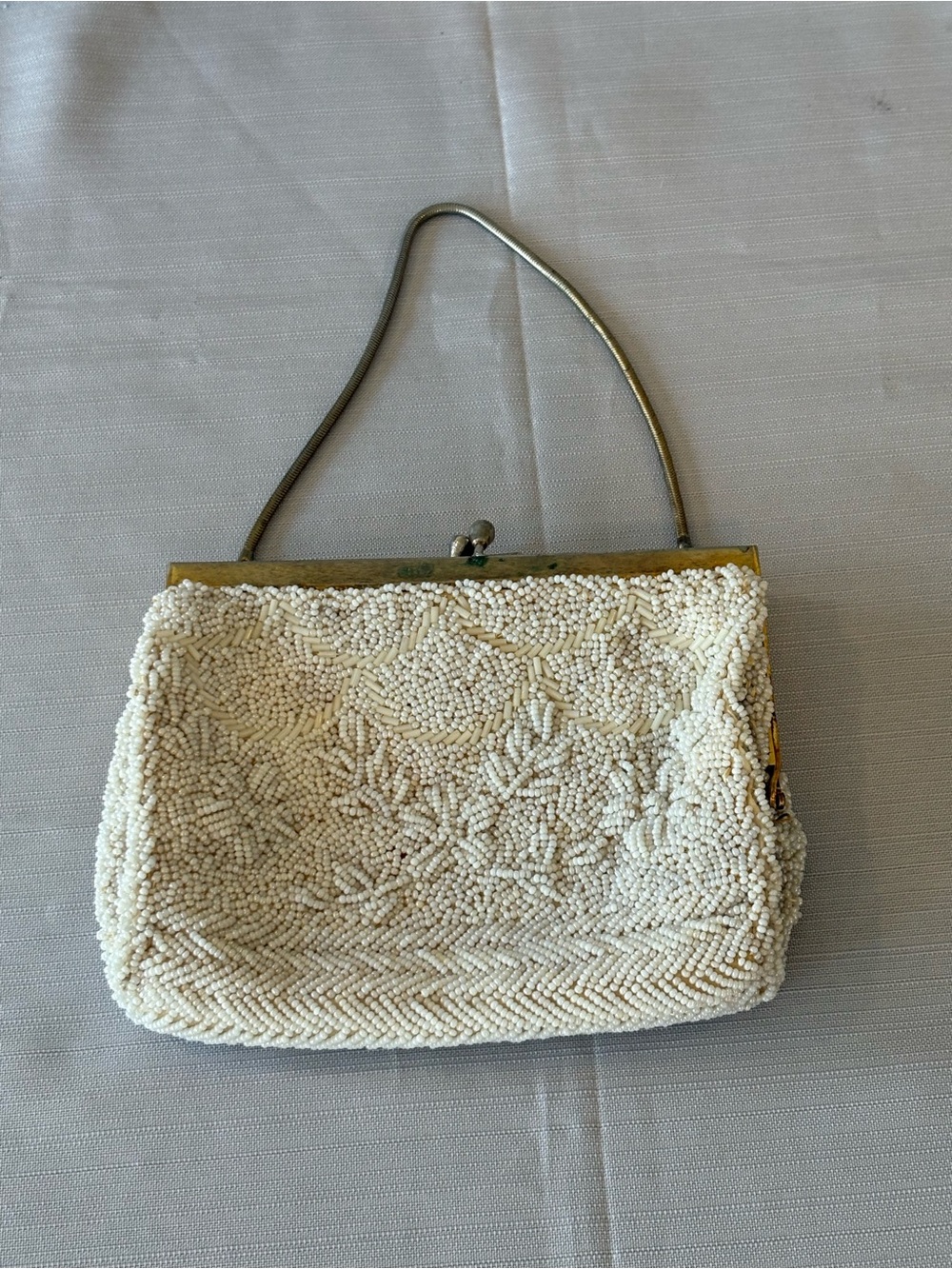 Vintage White Beaded Evening Bag